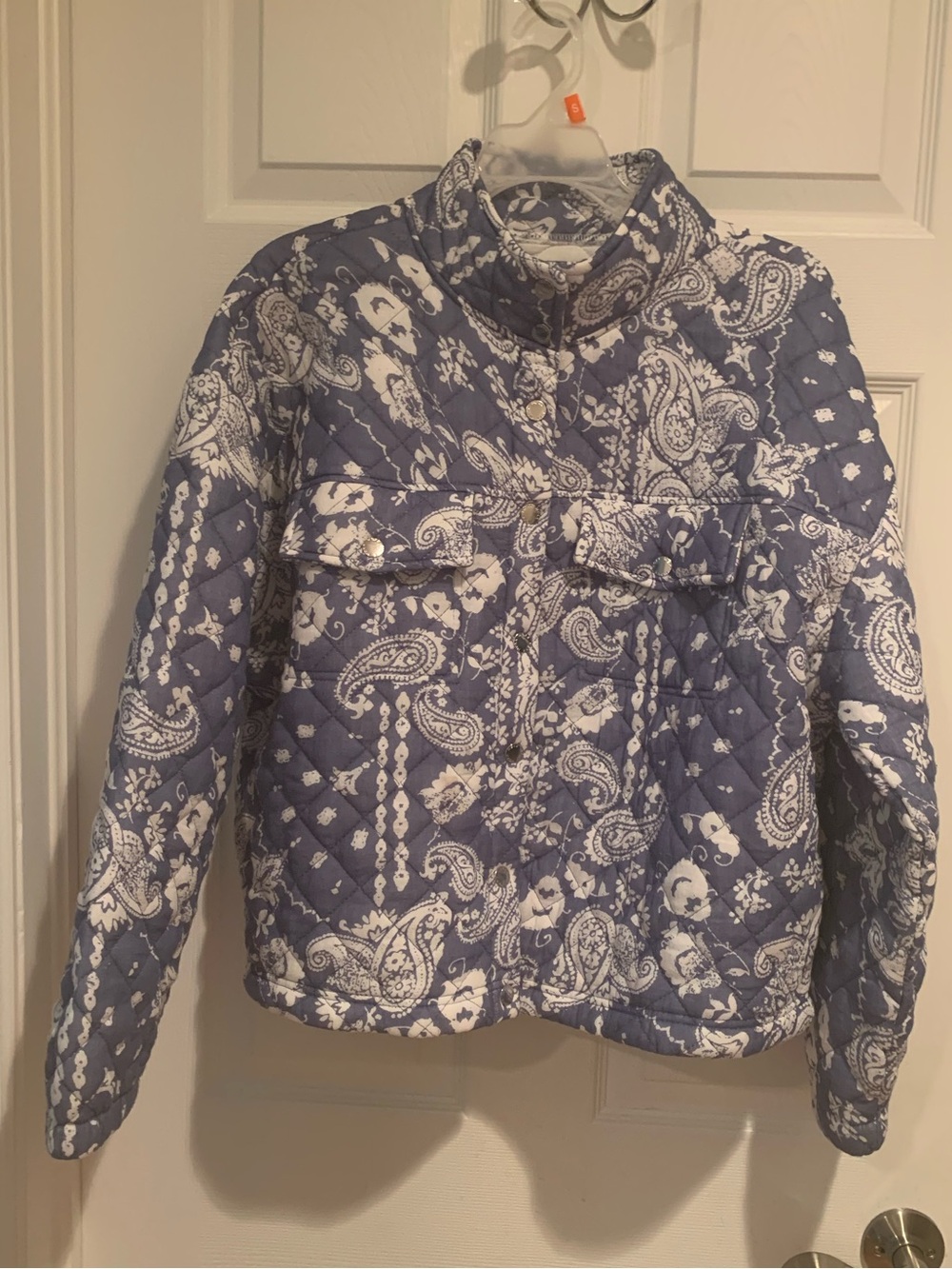 Mexx Quilted Paisley Jacket in Blue & White 100% Cotton